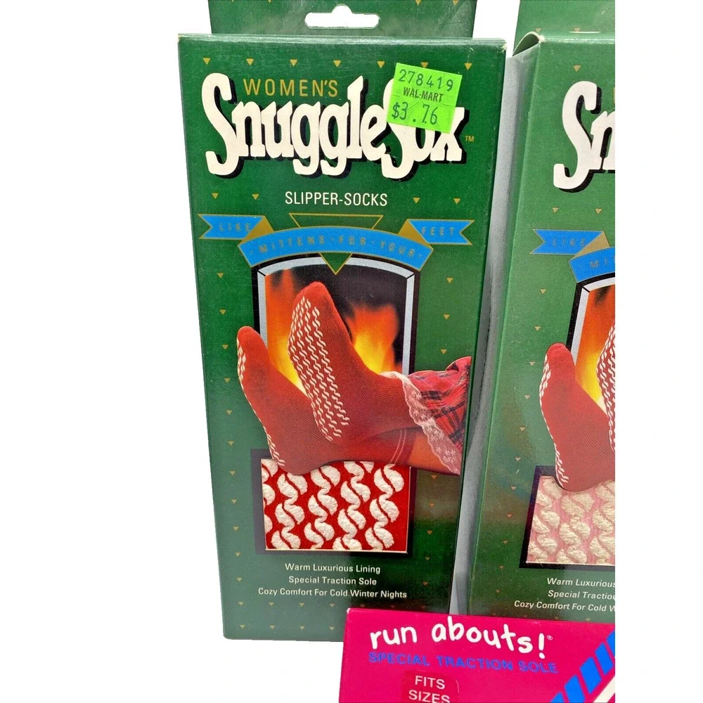Vintage Snugglesox Snuggle Sox Gripper Slipper Socks Set Lot 3 Pairs NEW Womens